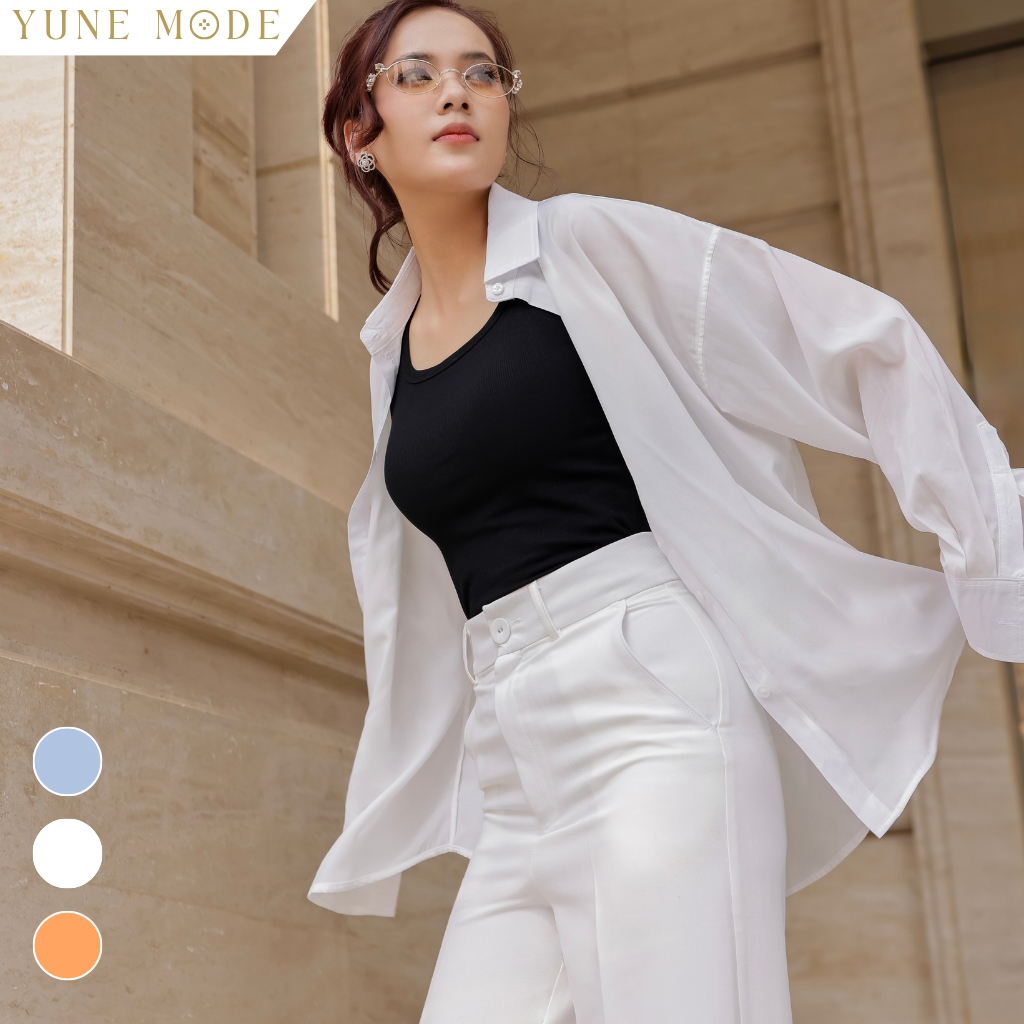 Áo sơ mi oversize (Trắng ) YUNE MODE vải Kate form rộng thanh lịch ASM ...