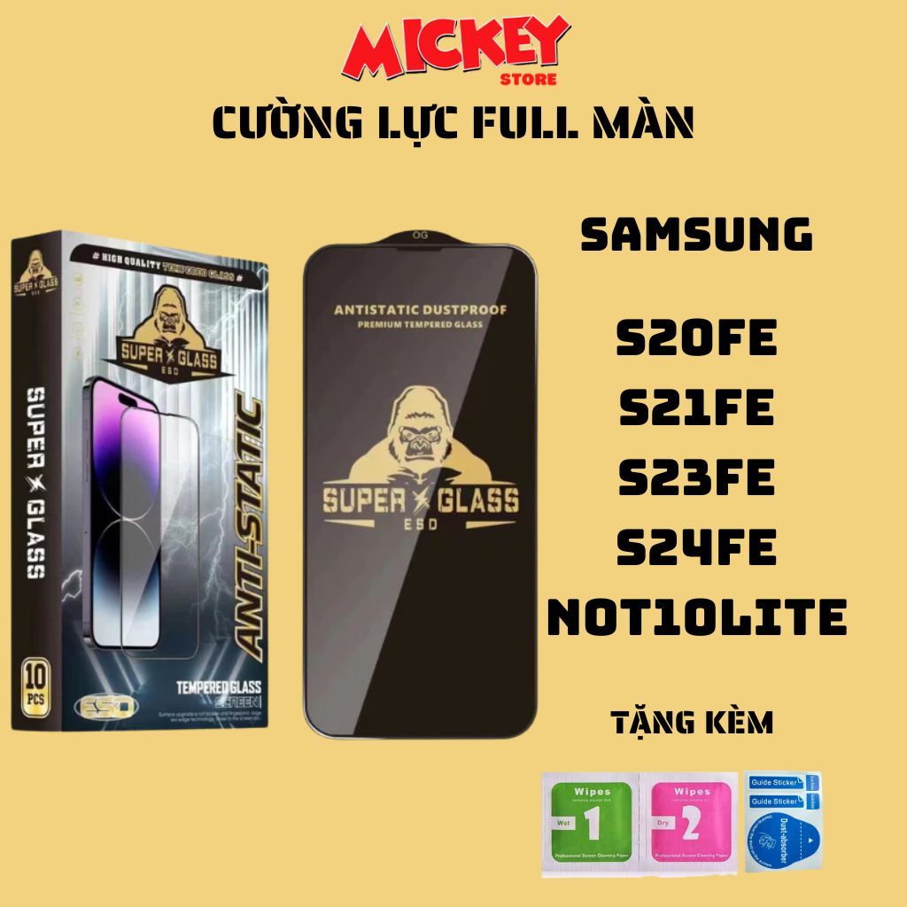 Kính cường lực full màn Samsung S20fe S21fe S23fe S24fe Not10lite