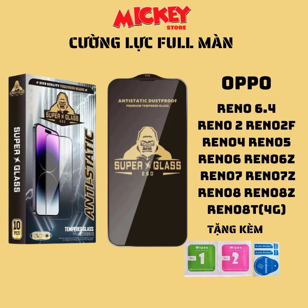 Kính cường lực full màn cho OPPO Reno2/2F Reno4 Reno5 Reno6/6Z Reno7/Reno7Z Reno8/8Z/8T(4G) Reno6.4
