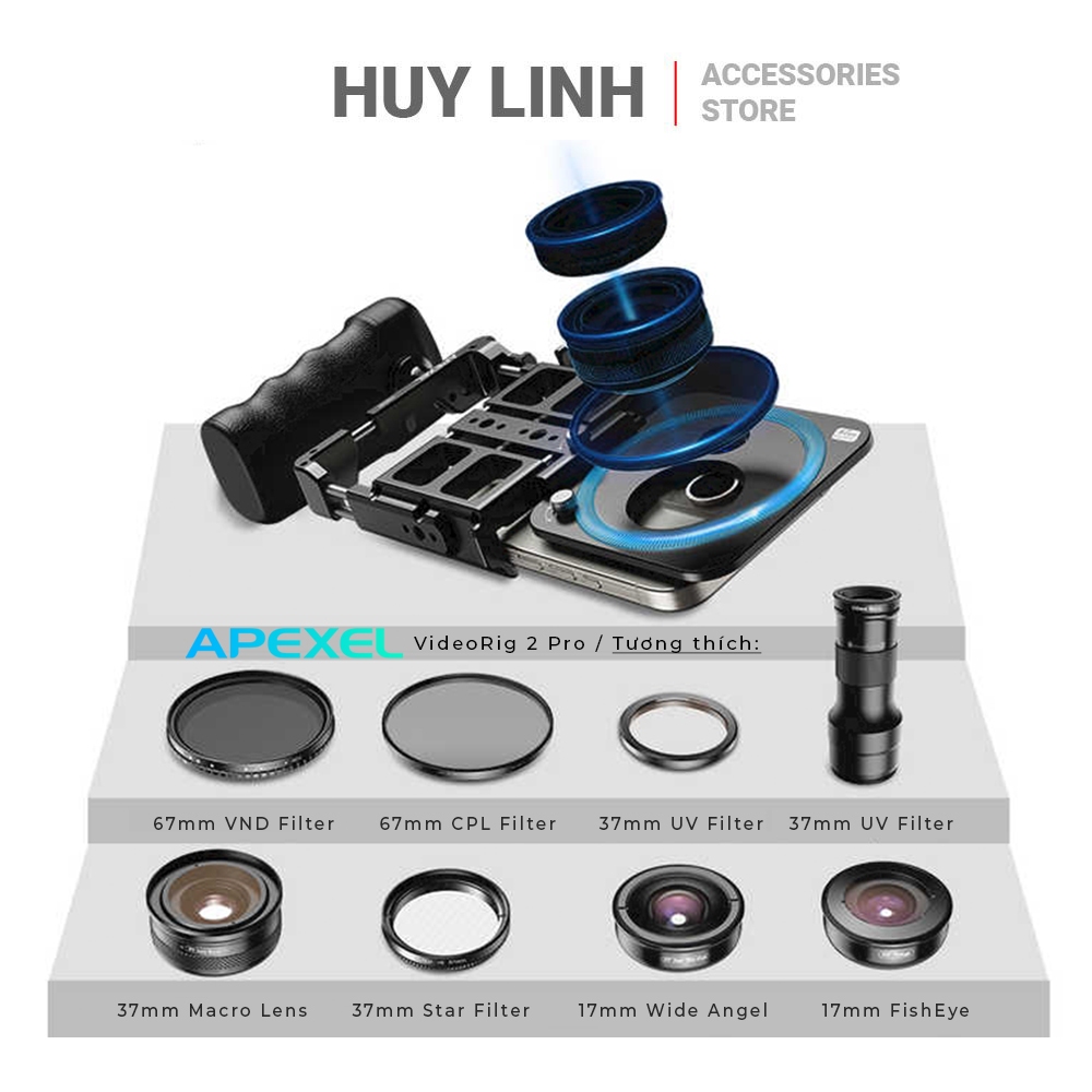 Bộ khung rig case cho IP 14 Promax kết nối nhiều phụ kiện rời gắn lens ...