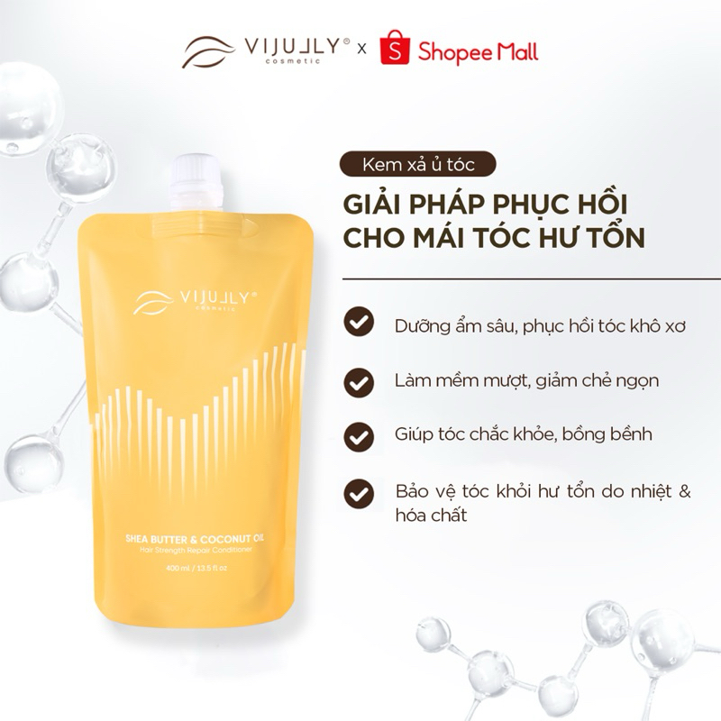 Ảnh Kem ủ xả tóc VIJULLY Shea Butter & Coconut Oil cấp ẩm, dưỡng thân tóc, giúp phục hồi tình trạng khô xơ hư tổn 400ML 2