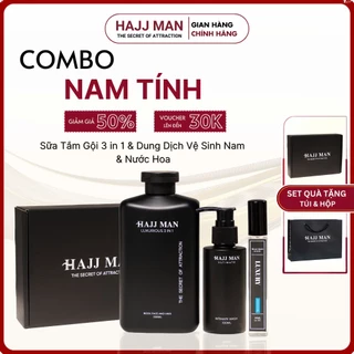 Quà tặng nam - Sữa tắm gội 3in1 350ML & Dung dịch vệ sinh 100ml & Nước hoa Luxury HAJJ MAN 10ML