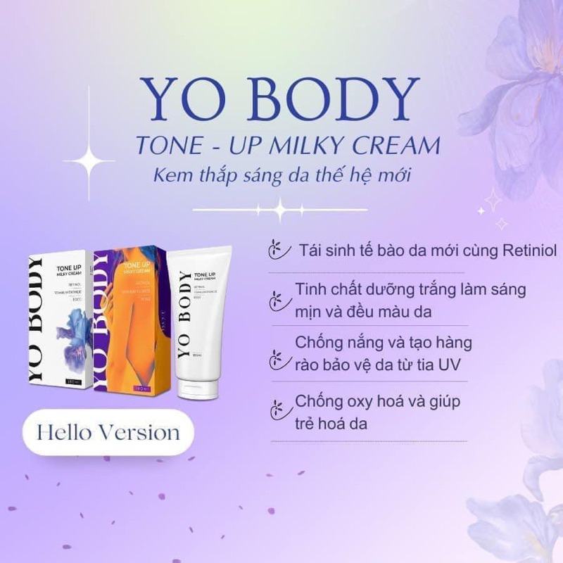 Kem Dưỡng Da Yo Body B.O.T Nâng Tone (180ml) Bảo Vệ Da Ban Ngày Kem Body Làm Đẹp Da Dưỡng Body