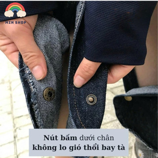 Váy chống nắng jean, váy chống nắng xẻ tà jean nút bấm cho nữ Min NT