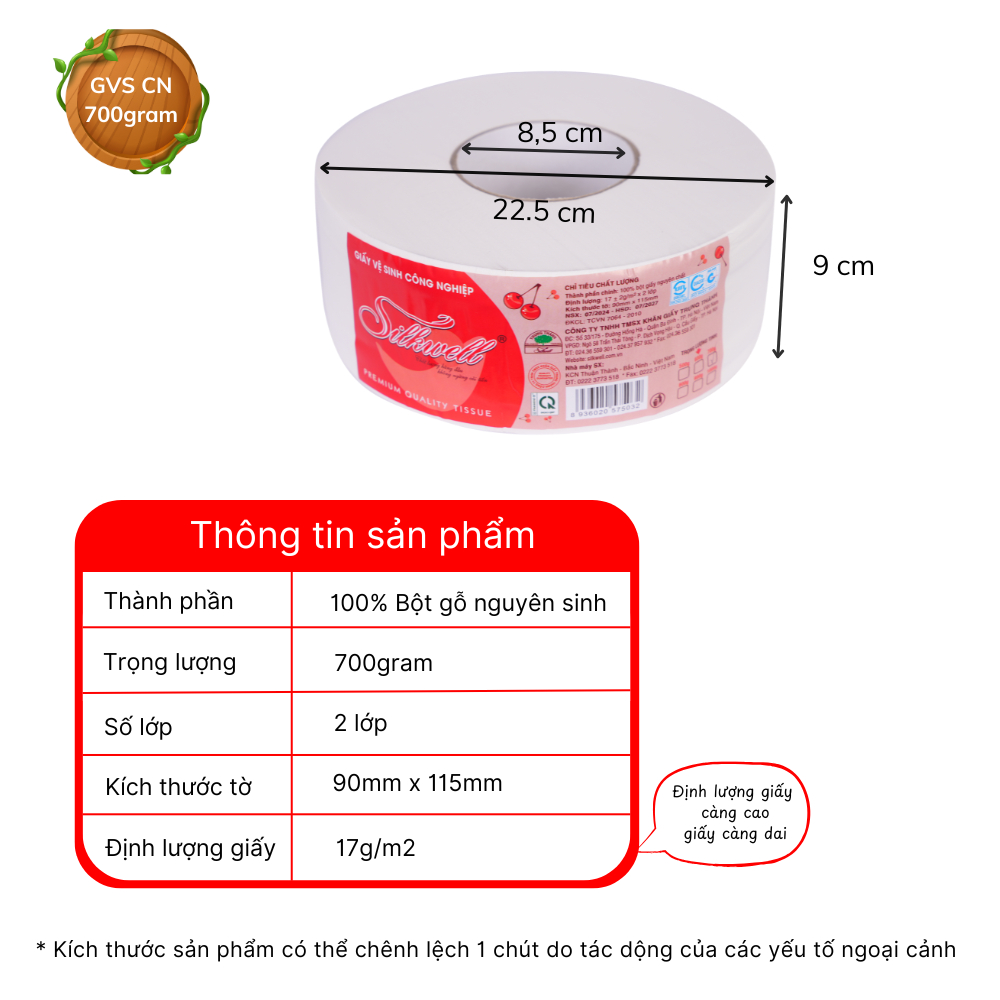 Combo 5 cuộn giấy vệ sinh công nghiệp Silkwell 700gram 2 lớp, giấy vệ sinh cuộn to hơn tiết kiệm hơn