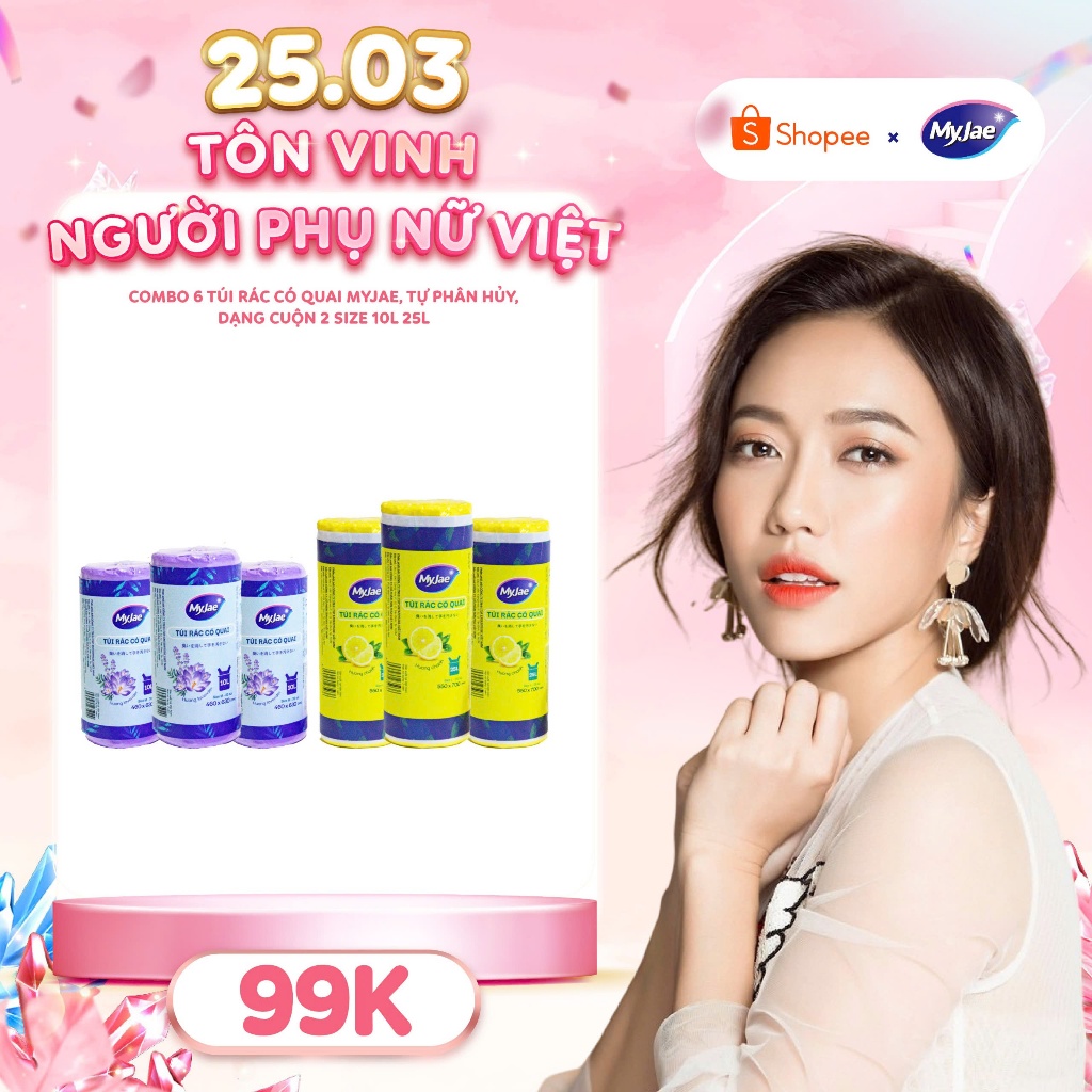 [MYJAE X DIỆU NHI 25.3]Combo 6 Túi Rác Có Quai MyJae, Tự Phân Hủy, Dạng ...