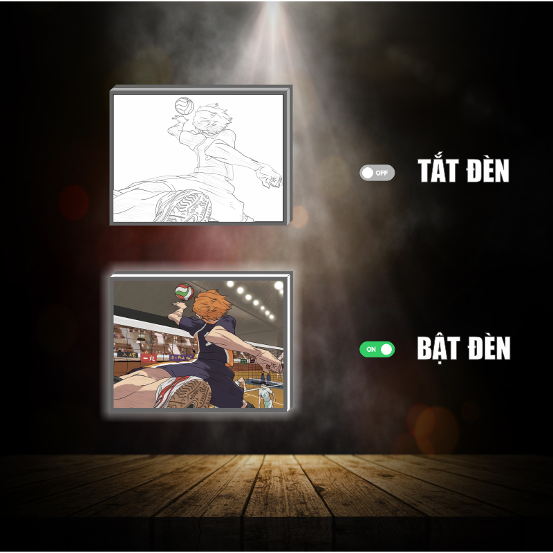 Tranh đèn led 3D đổi màu Haikyuu - Tranh đèn led 3D ANIME trang trí bàn làm việc, đèn ngủ