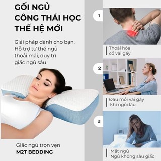 Gối công thái học Memory Foam M2T BEDDING kết hợp sợi vải băng lạnh -  hỗ trợ tư thế ngủ