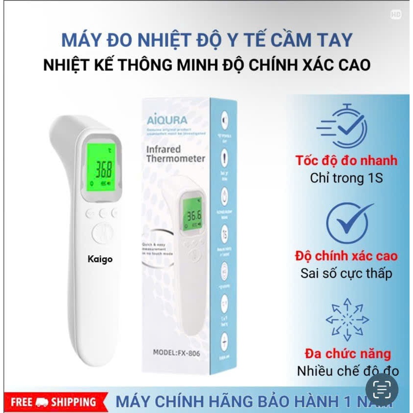Nhiệt kế điện tử súng đo trán/tai Kaigo NK208 (3 trong 1)