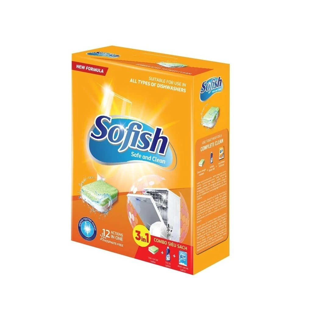Ảnh Combo SOFISH viên rửa chén 30 viên+ nước làm bóng 500ml + muối rửa 1.2kg - Dùng cho mọi loại máy rửa chén 1