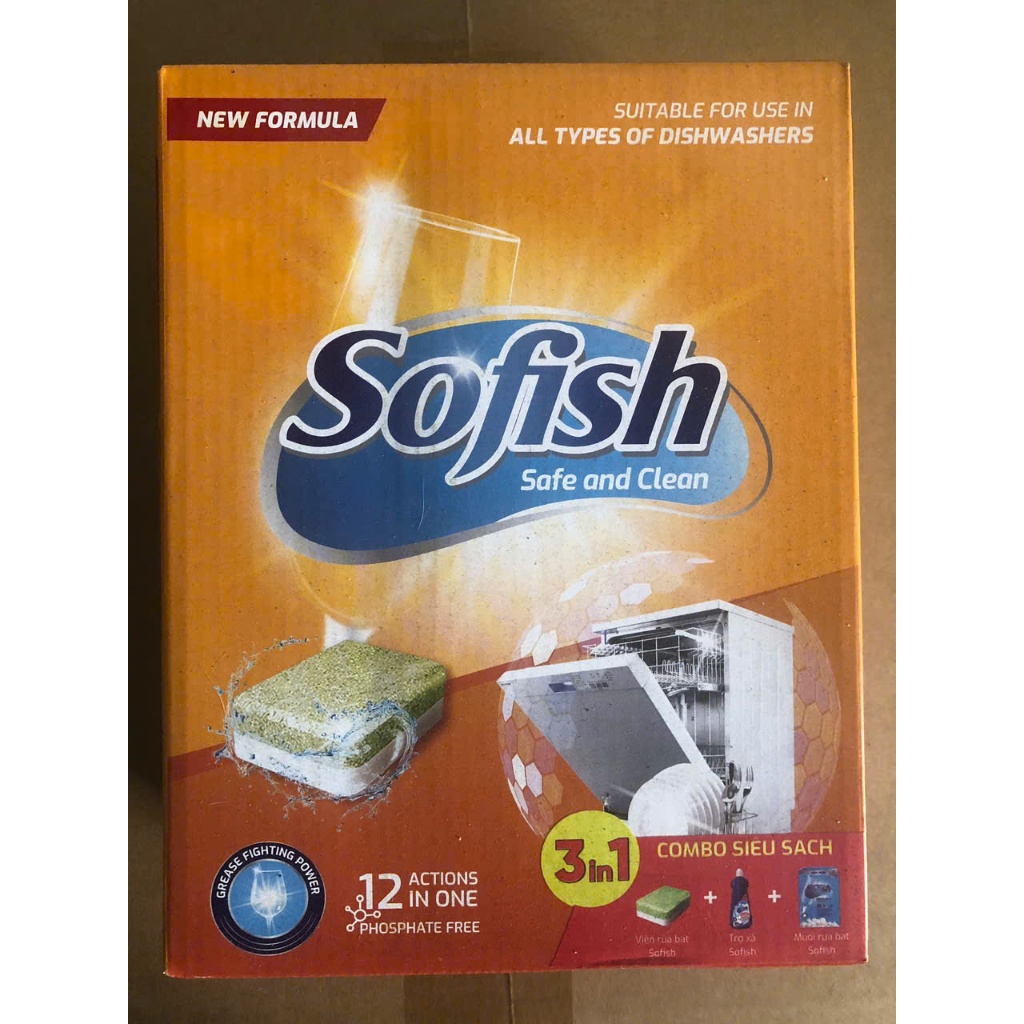 Ảnh Combo SOFISH viên rửa chén 30 viên+ nước làm bóng 500ml + muối rửa 1.2kg - Dùng cho mọi loại máy rửa chén 2