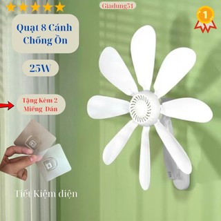 [ Loại 1 ] Quạt Trần 8 Cánh 8-25W Không Tiếng Ồn 220V/50Hz Kèm Móc Dính Treo Tiện Lợi Cánh 42Cm