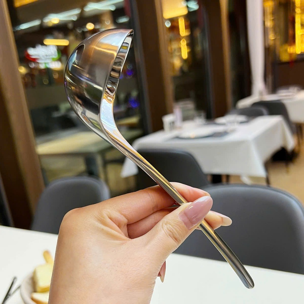 Muôi Muỗng Múc Canh Đầu Tròn Inox 304 Muôi Canh Để Bàn O325