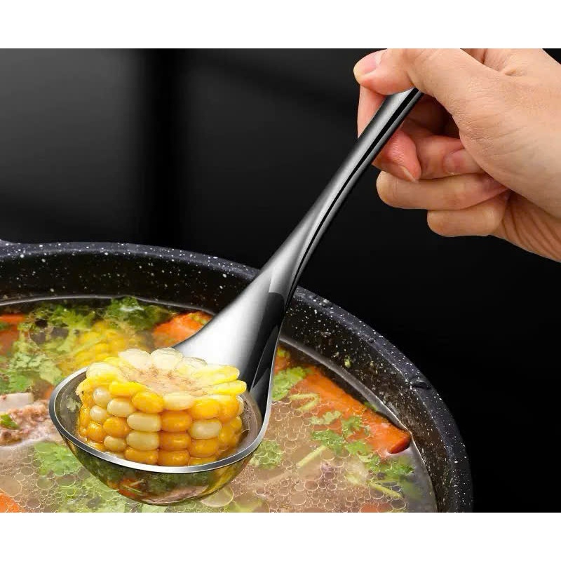 Muôi Muỗng Múc Canh Đầu Tròn Inox 304 Muôi Canh Để Bàn O325