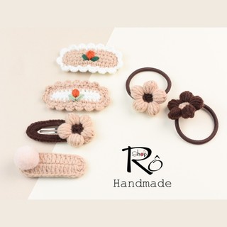 Combo 6 kẹp tóc, cột tóc nhiều màu cho nữ và bé gái 6cm phong cách vintage Hàn Quốc|Shop Rô Handmade
