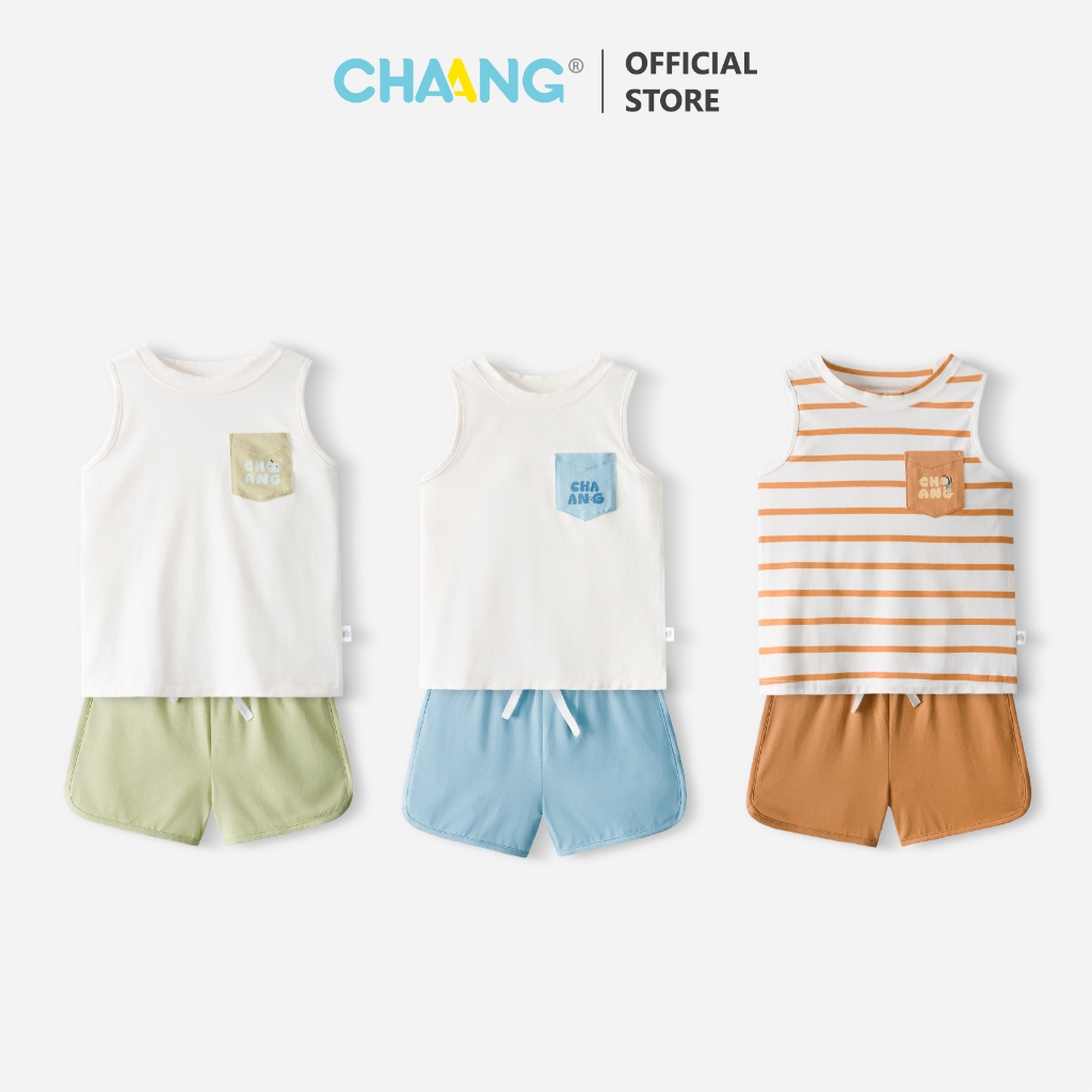 [CHAANG 24M-7Y] Bộ quần áo ba lỗ túi ngực Bloom cho bé trai