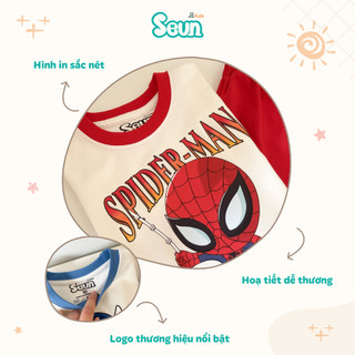 | SEUNKIDS | Bộ cộc tay sát tay bé trai siêu nhân siêu anh hùng 8kg đến 35kg spiderman batman captain america