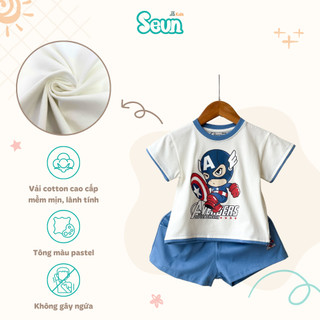 | SEUNKIDS | Bộ cộc tay sát tay bé trai siêu nhân siêu anh hùng 8kg đến 35kg spiderman batman captain america