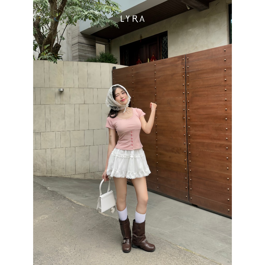 Ảnh Chân váy xếp ly tầng LYRA cạp chun, Chân váy nữ ngắn xoè 2 lớp xinh xắn phong cách tiểu thư có quần bảo hộ - CSYCN0190 2