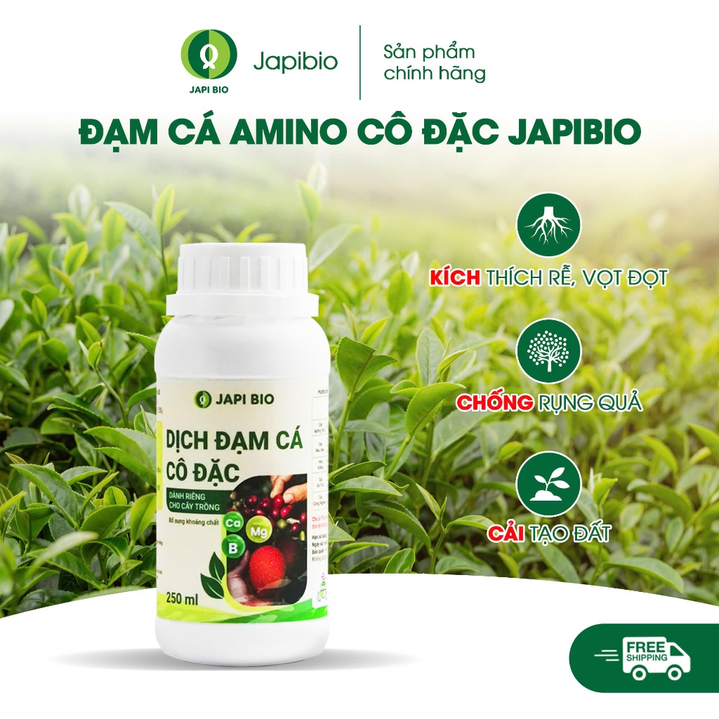 Đạm cá hữu cơ JapiBio 250ml – Không mùi kích rễ bật chồi dưỡng lá dày đậu trái dùng cho rau màu, hoa kiểng, cây ăn quả