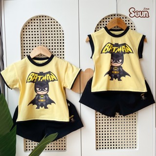 | SEUNKIDS | Bộ cộc tay sát tay bé trai siêu nhân siêu anh hùng 8kg đến 35kg spiderman batman captain america