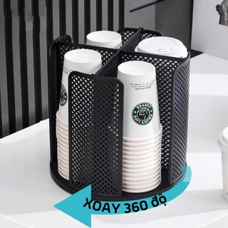 Kệ Để Cốc/Ly Nhựa Đựng Trà Sữa Xoay Tròn 360 Độ | Gọn Gàng – Tiện Lợi – Dễ Lấy Ly
