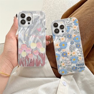 Ốp Lưng iPhone Silicon Daisy Flower Ánh Bạc, Chống Sốc, Bảo Vệ Camera - iP X/XS/XR/11/12/13/14/15/16/17/Plus/Air/Pro/Max