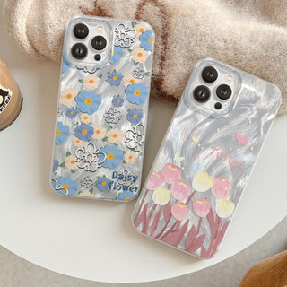 Ốp Lưng iPhone Silicon Daisy Flower Ánh Bạc, Chống Sốc, Bảo Vệ Camera - iP X/XS/XR/11/12/13/14/15/16/17/Plus/Air/Pro/Max