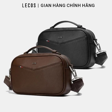 Túi clutch nam cao cấp LECOS LT3 da bò thật, túi đeo đeo chéo đeo vai cầm tay đa năng