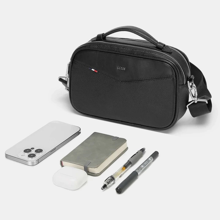 Túi clutch nam cao cấp LECOS LT3 da bò thật, túi đeo đeo chéo đeo vai cầm tay đa năng – 7