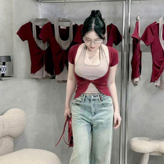 Áo thun tay dài tay ngắn bigsize ESHOP áo 2 món đẹp giá rẻ dễ thương xinh ôm body áo phongn nữ MS393
