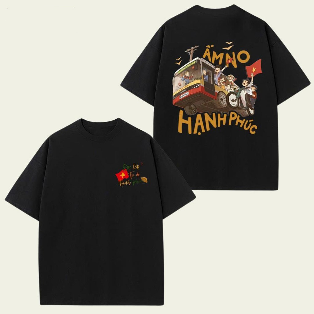 Áo thun cờ tổ quốc ấm no hạnh phúc độc lập tự do vải cotton áo phông yêu nước ngắn tay cho hội nhóm khách du lịch TA200