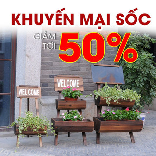 Kệ cây cảnh welcome trang trí sân vườn quán cafe, homstay, trang trí cửa hàng phong cách vintage cổ điển