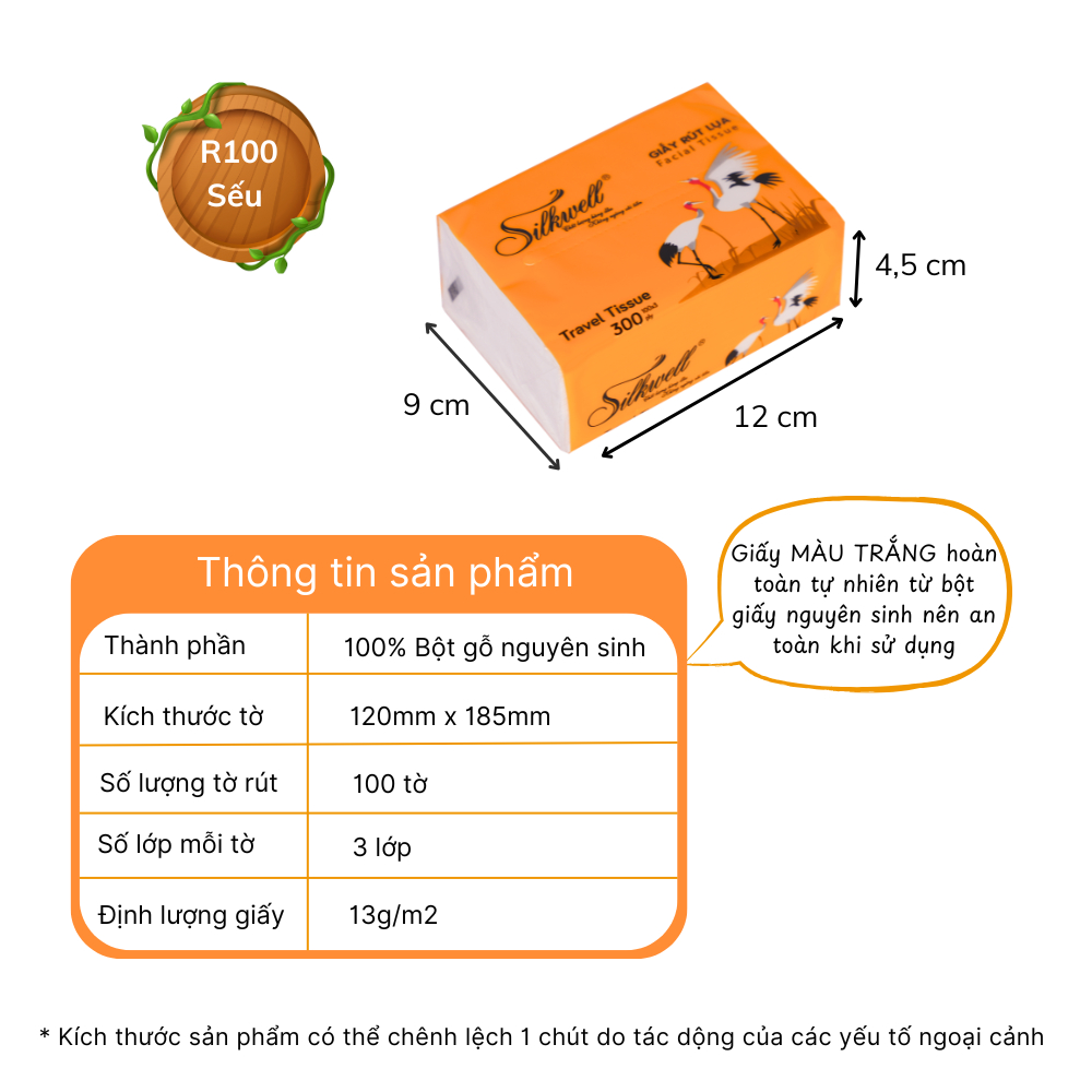 Thùng 16 gói khăn giấy ăn rút Silkwell Sếu 100 tờ 3 lớp, giấy ăn cao cấp Mini mềm mịn nhỏ gọn, tiện lợi