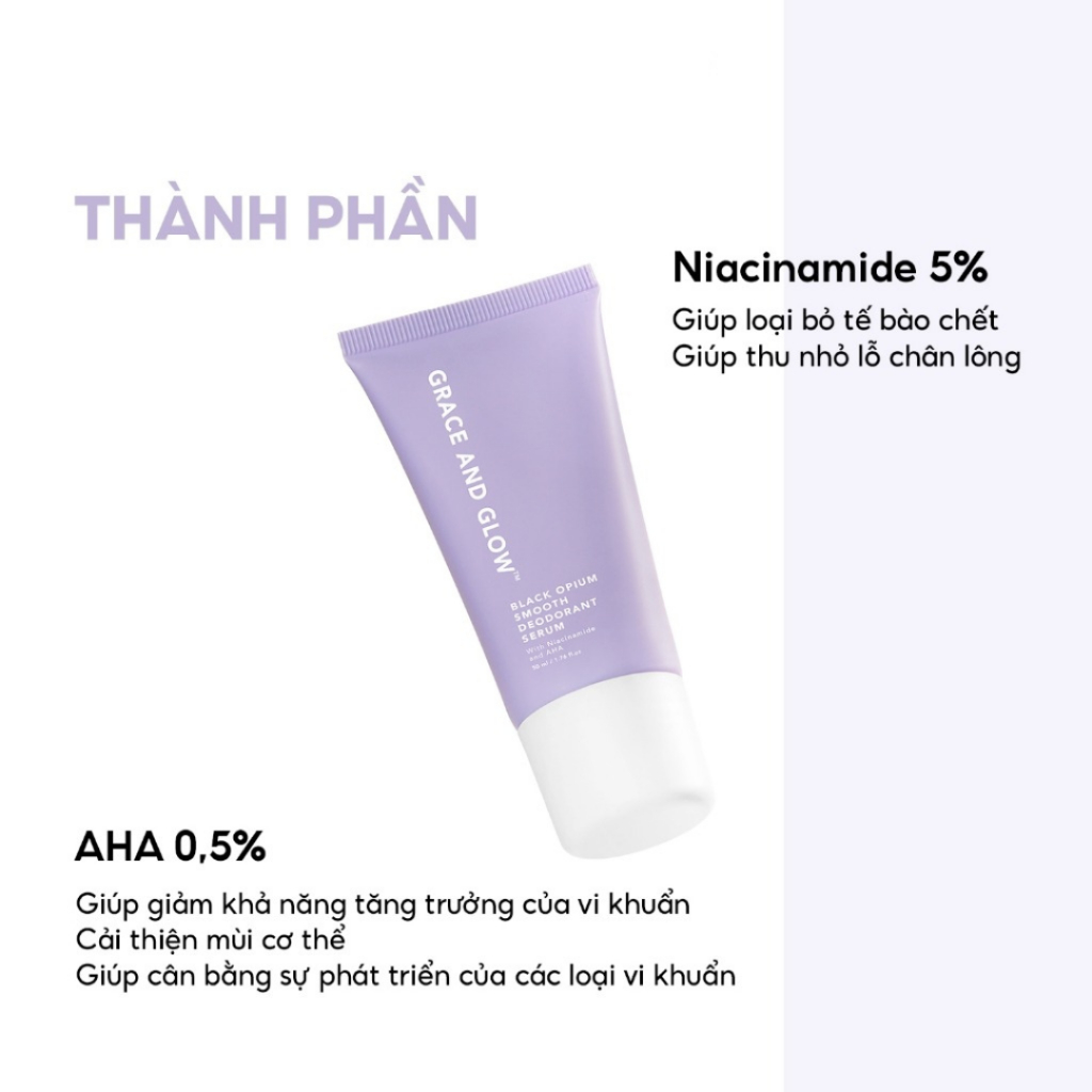 Ảnh Serum dưỡng sáng da khử mùi Grace And Glow ngăn mồ hổi mờ thâm Niacinamide, AHA 2