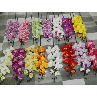 Nhánh Lan Hồ Điệp Dài 9 Bông 💥HÀNG CAO CẤP💥 Hoa Lan Vải Lụa Mềm Mịn, Nhiều Màu Trang Trí Phòng Khách, Văn Phòng