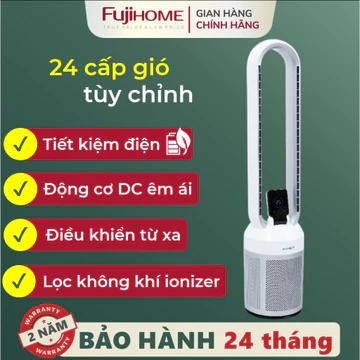 Quạt tháp không cánh Nhập Khẩu FUJIHOME, Quạt trụ đứng lọc không khí ION bạc tiết kiệm điện