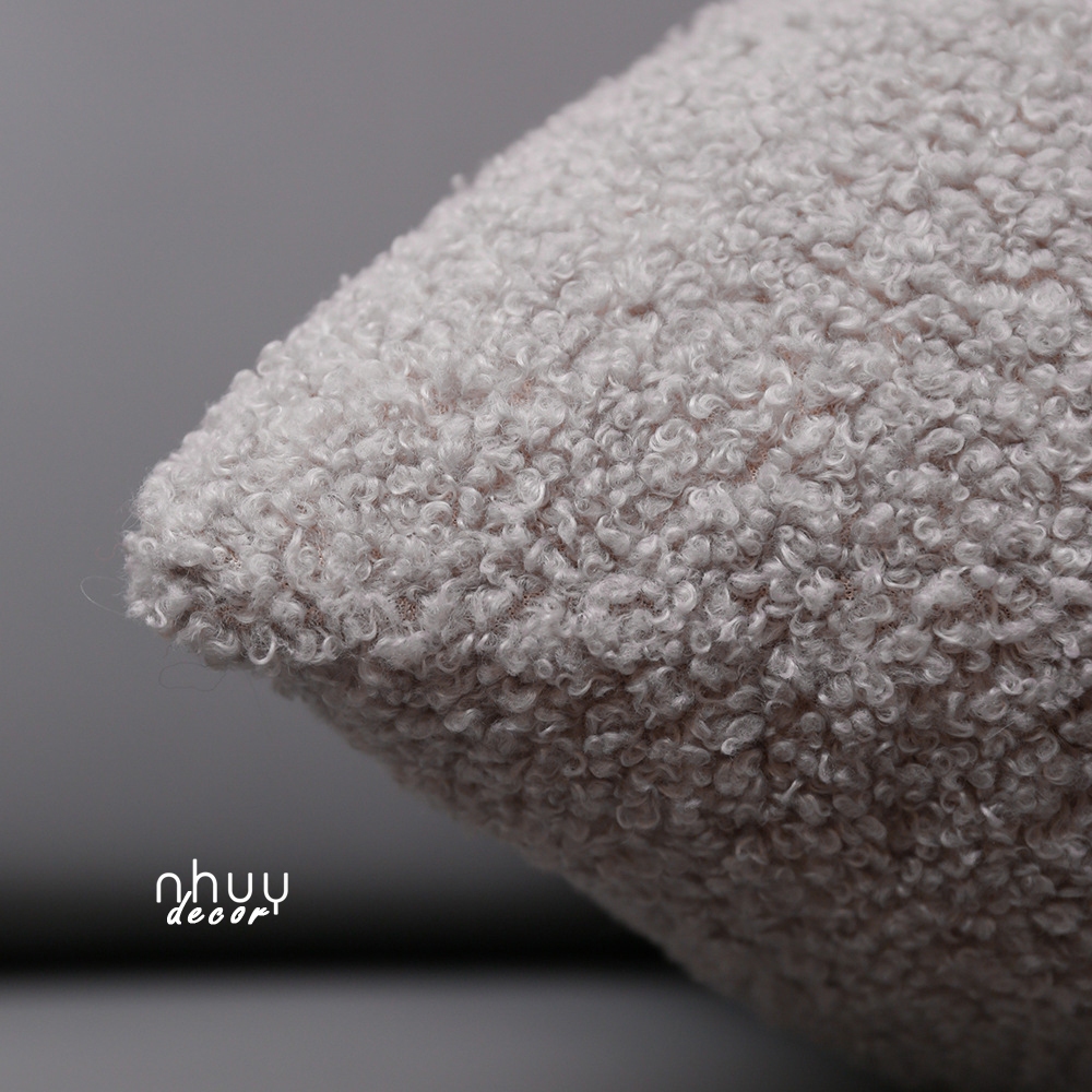 Gối vuông decor sofa NHU Y DECOR , Gối tựa lưng sofa, gối ôm sofa vải lông cừu có thể tháo giặt tiện lợi