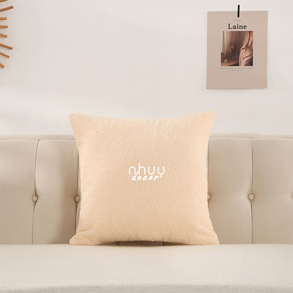Gối vuông decor sofa NHU Y DECOR , Gối tựa lưng sofa, gối ôm sofa vải lông cừu có thể tháo giặt tiện lợi