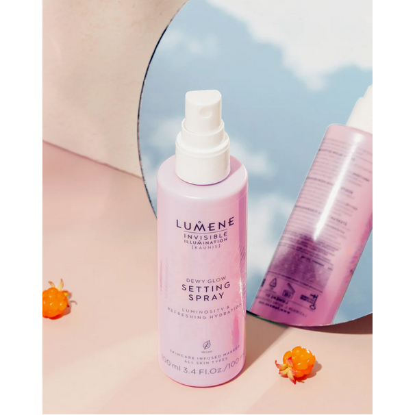Xịt khoáng,Kem lót khóa lớp trang điểm Lumene Invisible Illumination Dewy Glow tươi mát cho mặt