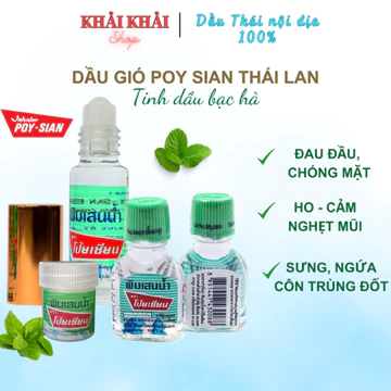 Dầu gió Poy Sian Thái Lan - Tinh Dầu Bạc Hà, hũ hít mũi, dầu lăn POY - SIAN Khải Khải Shop