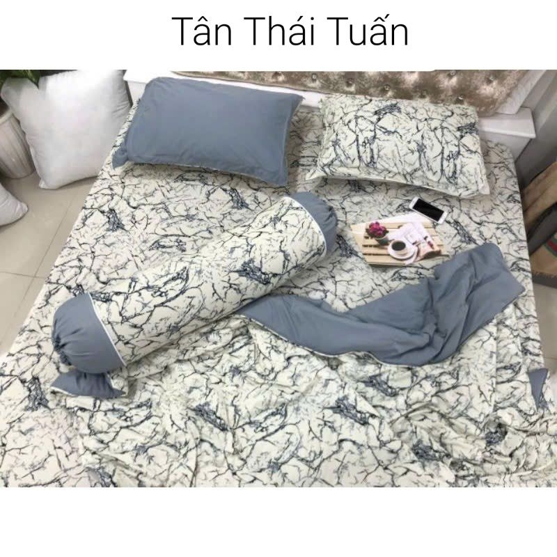 Bộ ga giường thun lạnh Hàn Quốc [ 4 MÓN] gồm 1 drap 2 áo gối nằm 1 áo gối ôm