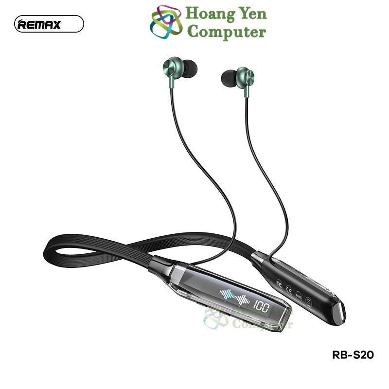 Tai Nghe Bluetooth Remax RB-S20 V5.3 - Màn Hình Led, Khe Thẻ Nhớ TF, Đầu Nam Châm - BH 1 Năm - Hoàng Yến Computer