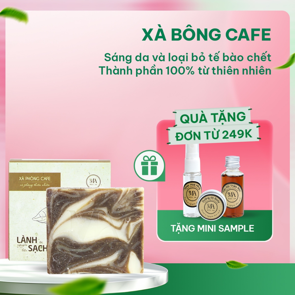 Ảnh Xà Bông Thiên Nhiên Mộc An Cafe Chăm Sóc Face & Body- Sáng Da  Mịn, Loại TBC, Giảm Mụn Đầu Đen 100g 1