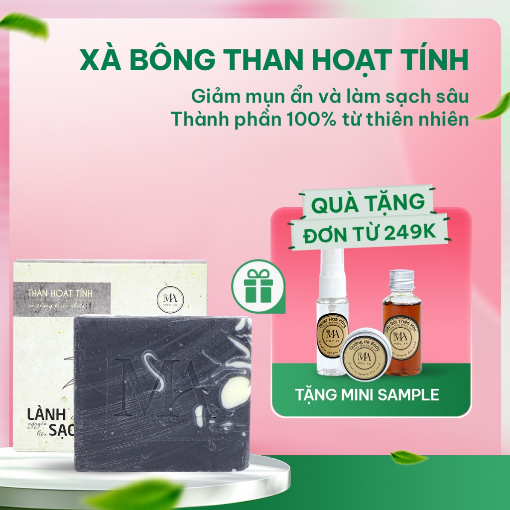 Ảnh Xà Bông Thiên Nhiên Mộc An Than Hoạt Tính Chăm Sóc Face & Body - Làm Sạch Sâu, Giảm Mụn Ẩn 100g 1