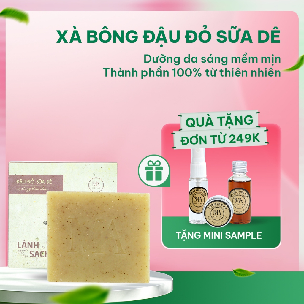 Ảnh Xà Bông Thiên Nhiên Mộc An Đậu Đỏ Sữa Dê Chăm Sóc Face & Body- Dưỡng Da Mềm Mịn, Trắng Sáng 100g 1