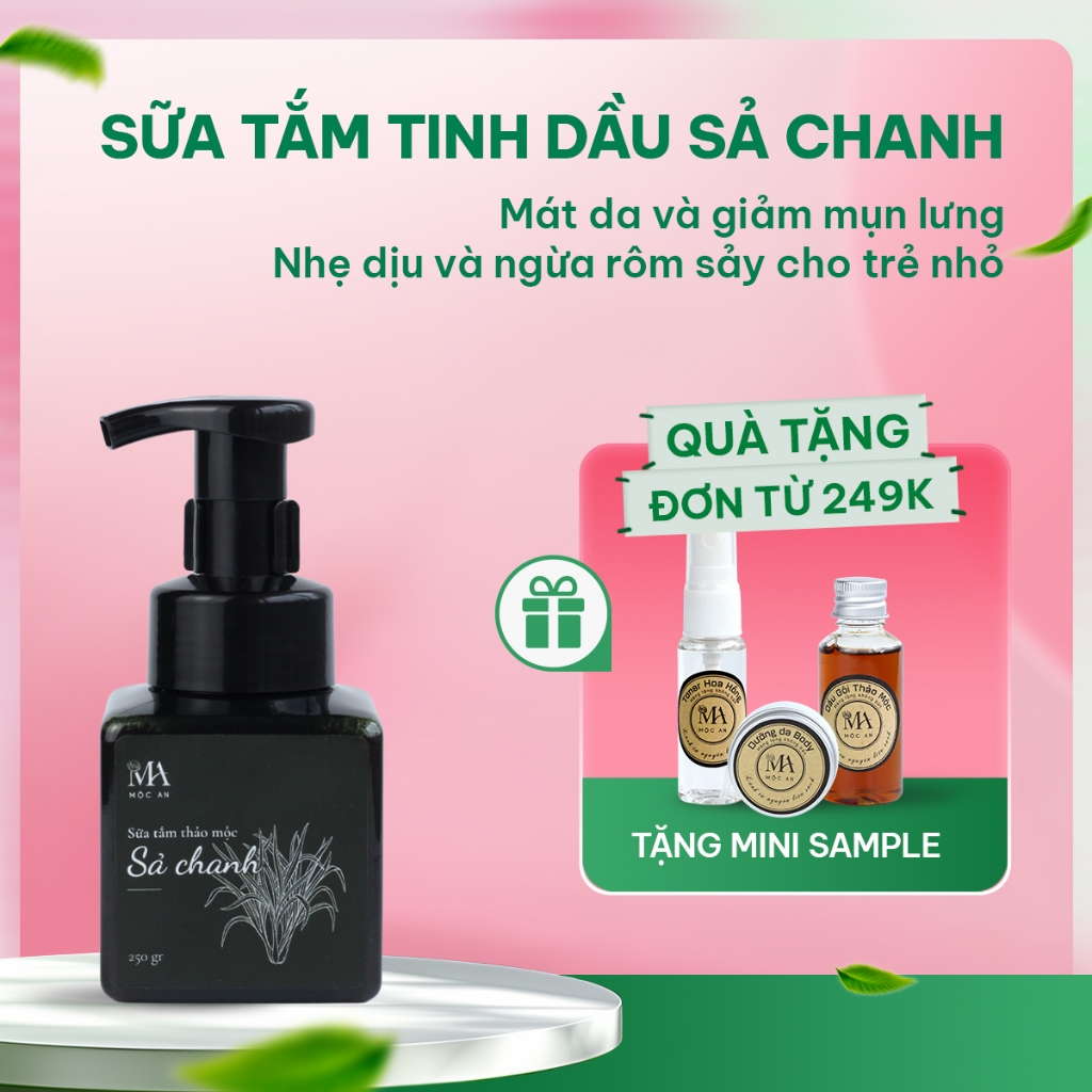 Ảnh Sữa Tắm Thảo Mộc Tinh Dầu Sả Chanh Mộc An Chiết Xuất Tự Nhiên, Giảm Mụn Ngừa Rôm Sảy 250g 1
