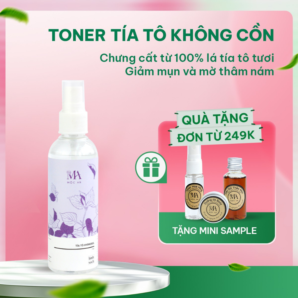 Ảnh Toner Tía Tô Hydrosol Mờ Thâm Nám, Tàn Nhàng - Mộc An 100ml 1