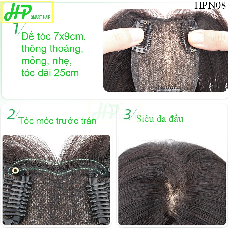 Ảnh Tóc giả nữ siêu da đầu phủ hói, phủ bạc HP SMART HAIR mã HPN08, làm từ tóc thật 3