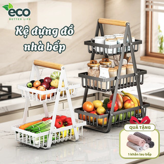 Kệ Đựng Đồ Nhà Bếp Đa Năng 3 Tầng ECO, Giỏ Đựng Gia Vị, Trái Cây, Decor Đa Năng Thép Cacbon Cao Cấp